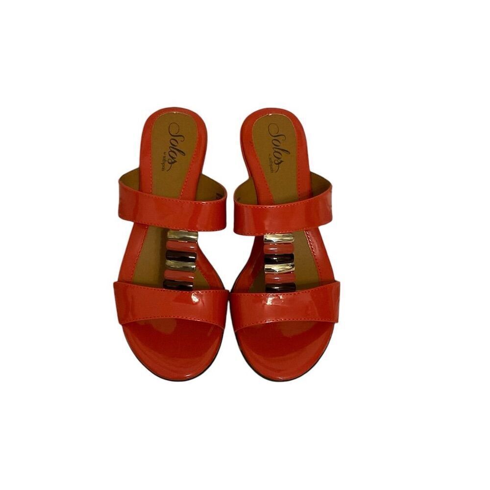 Solos Women’s Sandals Size 8 Coral Wedge Open Toe Casual